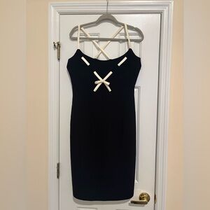 Virgo Black and Cream Strapless Dress